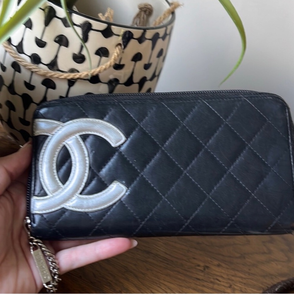 CHANEL CALFSKIN QUILTED CAMBON WALLET